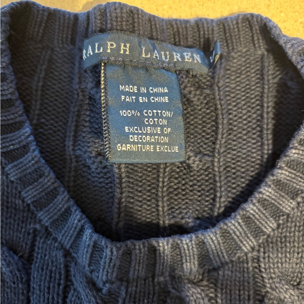 Ralph Lauren Navy Cable Knit Crewneck Sweater - Picture 2 of 5